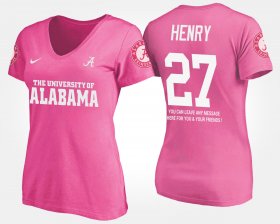 #27 Derrick Henry Name and Number Bama With Message Womens Pink T-Shirts 261026-526 #27 Derrick Henry Name and Number Bama With Message Womens Pink T-Shirts 261026-526