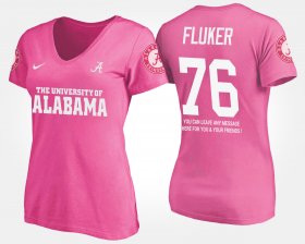 #76 D.J. Fluker Name and Number Alabama Crimson Tide With Message Womens Pink T-Shirts 301737-991 #76 D.J. Fluker Name and Number Alabama Crimson Tide With Message Womens Pink T-Shirts 301737-991
