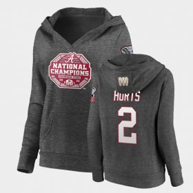 #2 Jalen Hurts 2020 National Champions Alabama Crimson Tide Pullover V-Neck Women's Charcoal Hoodies 419115-773 #2 Jalen Hurts 2020 National Champions Alabama Crimson Tide Pullover V-Neck Women's Charcoal Hoodies 419115-773
