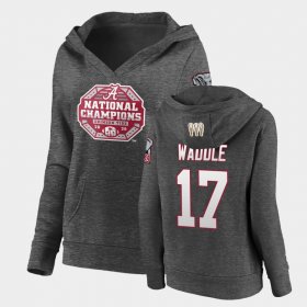 #17 Jaylen Waddle 2020 National Champions Bama Pullover V-Neck Women's Charcoal Hoodie 855351-436 #17 Jaylen Waddle 2020 National Champions Bama Pullover V-Neck Women's Charcoal Hoodie 855351-436