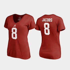 #8 Josh Jacobs College Legends Alabama V-Neck Name & Number Women's Crimson T-Shirt 164847-462 #8 Josh Jacobs College Legends Alabama V-Neck Name & Number Women's Crimson T-Shirt 164847-462