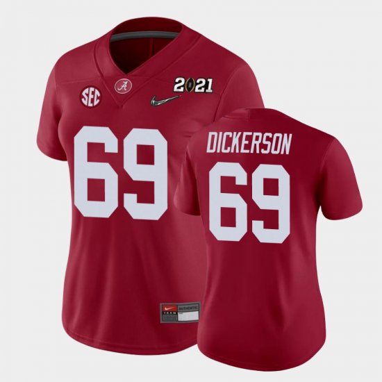 #69 Landon Dickerson 2021 National Championship University of Alabama College Football Women Crimson Jersey 532182-610