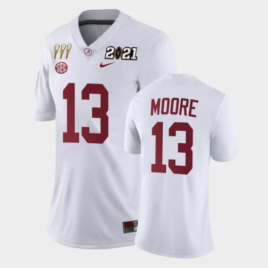 #13 Malachi Moore 3X CFP National Championship Alabama Limited Womens White Jerseys 967265-241