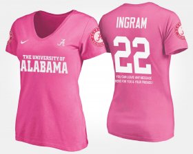 #22 Mark Ingram Name and Number Bama With Message Womens Pink T-Shirt 572391-735 #22 Mark Ingram Name and Number Bama With Message Womens Pink T-Shirt 572391-735