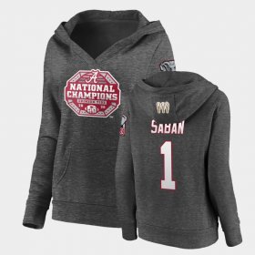 #1 Nick Saban 2020 National Champions Bama Pullover V-Neck Women Charcoal Hoodie 528143-476 #1 Nick Saban 2020 National Champions Bama Pullover V-Neck Women Charcoal Hoodie 528143-476