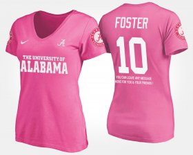 #10 Reuben Foster Name and Number Alabama Crimson Tide With Message Womens Pink T-Shirt 626128-753 #10 Reuben Foster Name and Number Alabama Crimson Tide With Message Womens Pink T-Shirt 626128-753