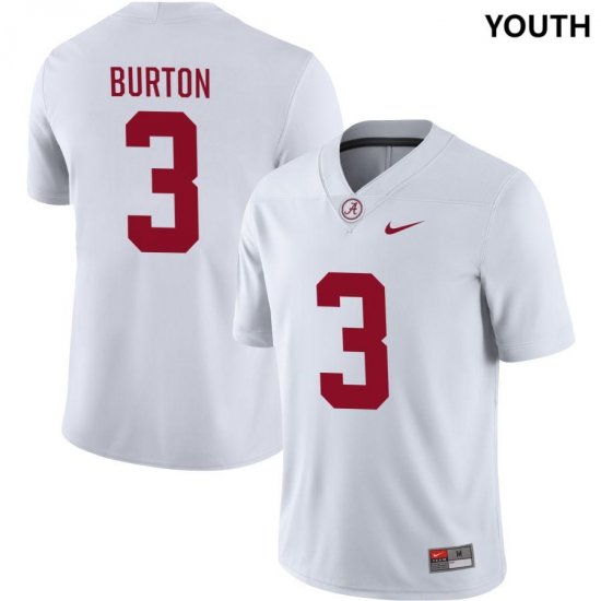 #3 Jermaine Burton NIL Replica Alabama Crimson Tide Youth White Jersey 895549-366