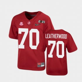 #70 Alex Leatherwood 2021 National Championship Alabama Crimson Tide Youth Crimson Jersey 145372-845