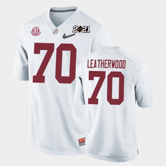 #70 Alex Leatherwood 2021 National Championship Bama Replica Youth White Jerseys 634401-895