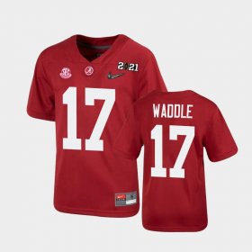 #17 Jaylen Waddle 2021 National Championship Alabama Crimson Tide Youth Crimson Jerseys 163449-164