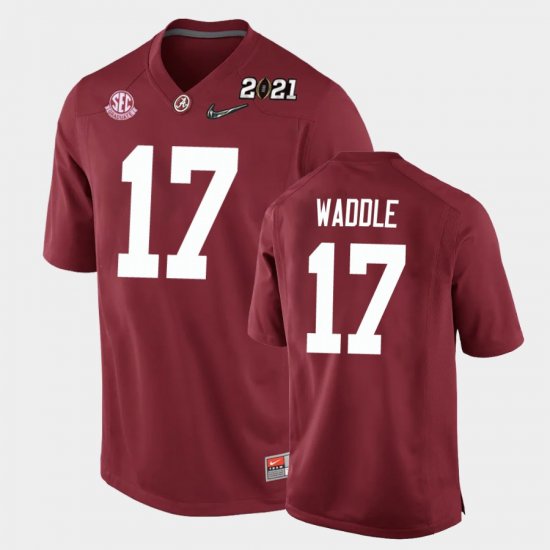 #17 Jaylen Waddle 2021 National Championship Bama Replica Youth Crimson Jerseys 300512-709